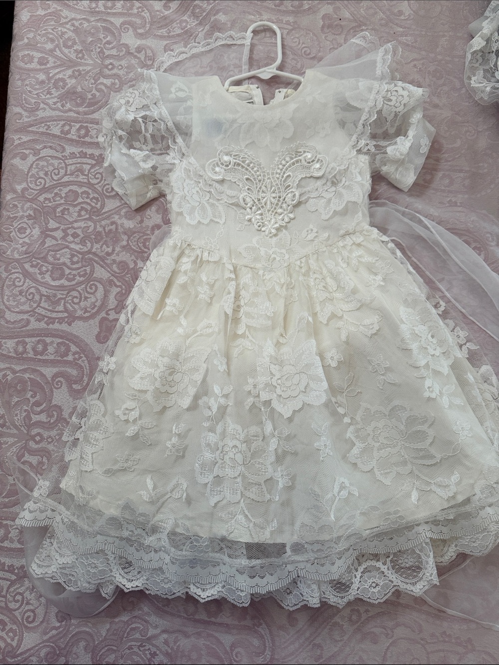 Jessica McClintock Ivory Lace Floral Party Dress for Girls
